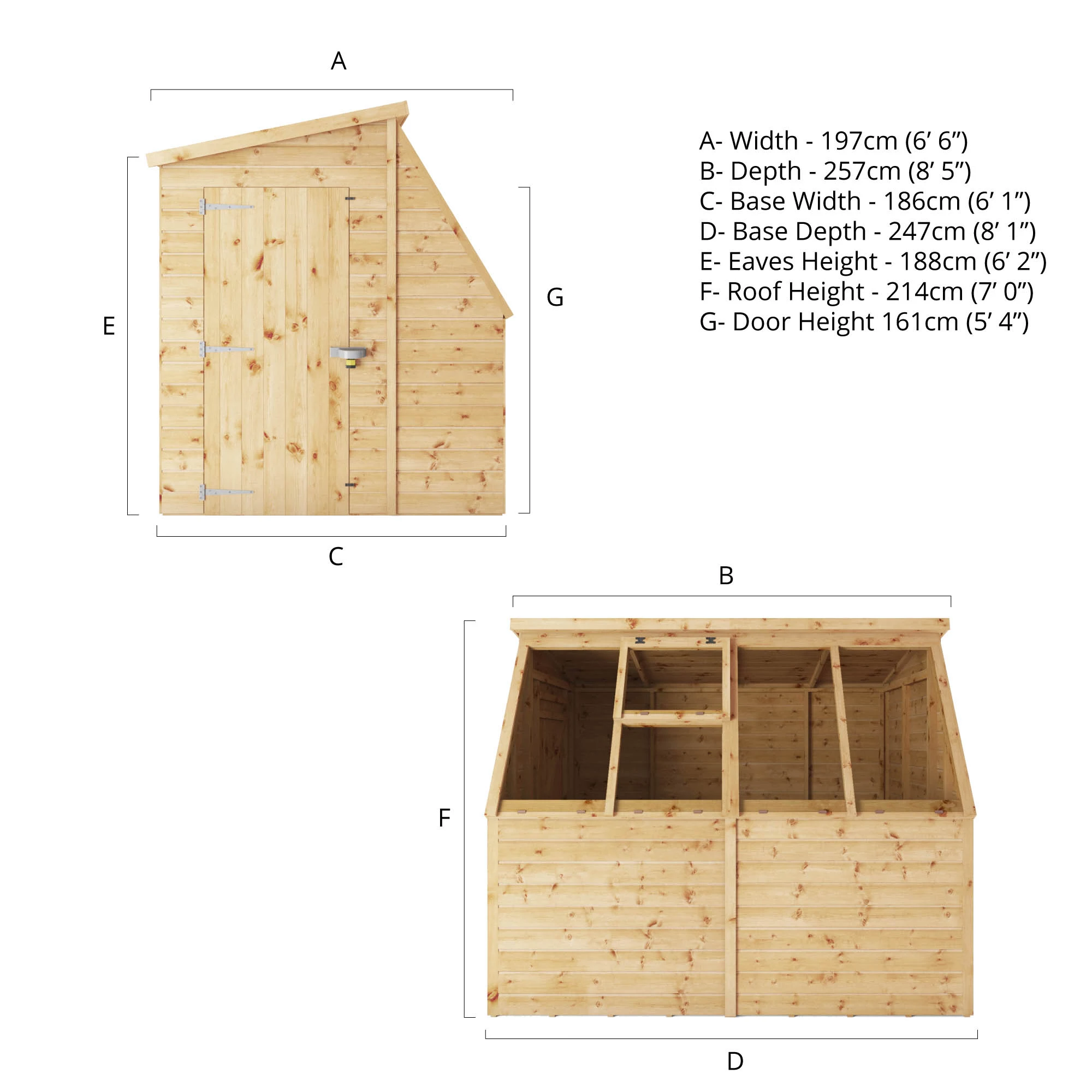 Mercia 8x6 Ft Pent Tongue & Groove Wooden 5 Windows Potting Shed With Floor 10 Mercia 8x6 Ft Pent Tongue & Groove Wooden 5 Windows Potting Shed With Floor - Image 8