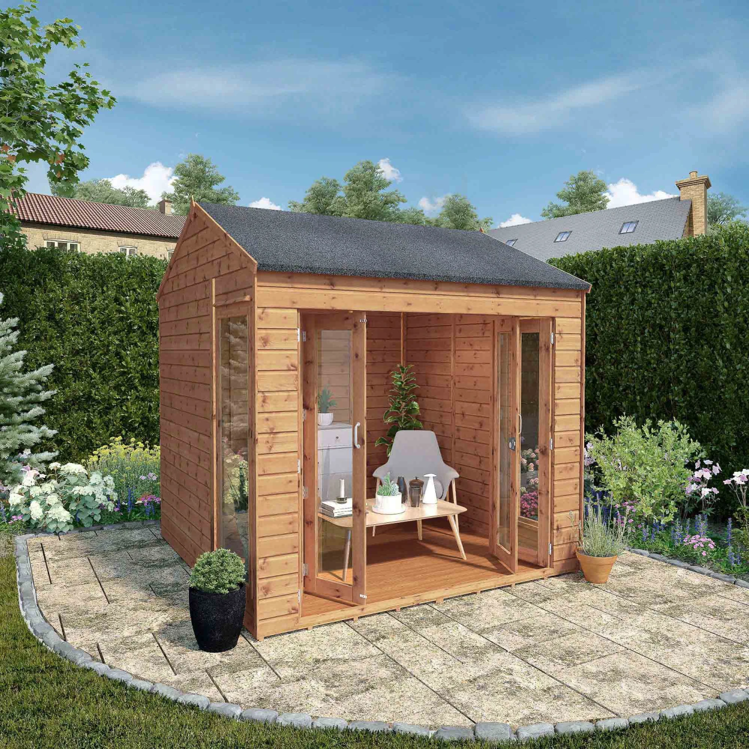 Mercia 8x8 Reverse Apex Tongue & Groove Summer House With Bi-fold Door 3 Mercia 8x8 Reverse Apex Tongue & Groove Summer House With Bi-fold Door