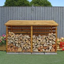 Mercia Double Wooden Log Store -Garden & Outdoors mercia double wooden log store5029442012629 02c
