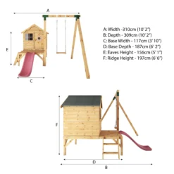 Mercia Snug Wooden Swing Set & Slide -Garden & Outdoors mercia snug wooden swing set slide5029442008264 01t