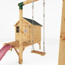 Mercia Snug Wooden Swing Set & Slide -Garden & Outdoors mercia snug wooden swing set slide5029442008264 05c