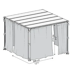 Palram - Canopia 3K Series Grey Polyester (PES) Gazebo Curtain, Pack Of 4 (L)2170mm (W)3660mm -Garden & Outdoors palram canopia 3k series grey polyester pes gazebo curtain pack of 4 l 2170mm w 3660mm7290108130744 01t