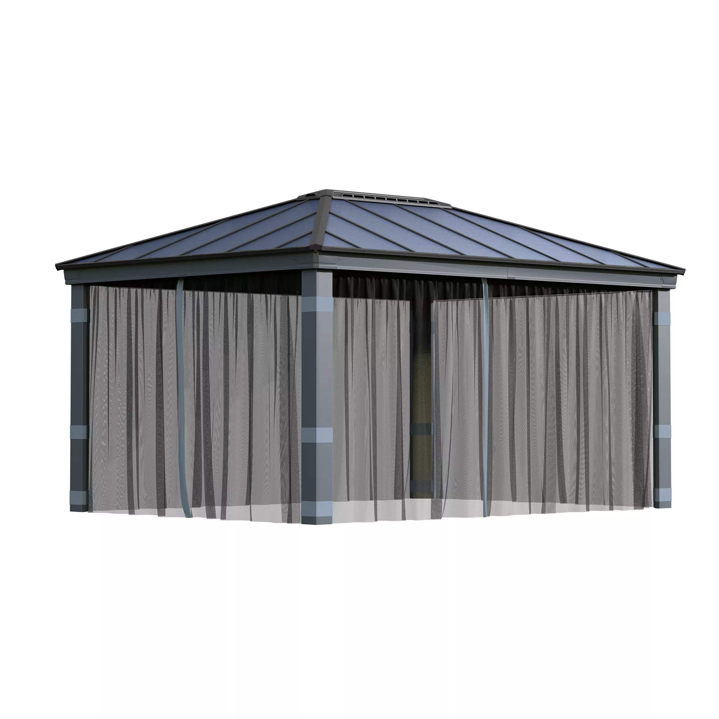 Palram - Canopia Dallas Grey Polyester (PES) Gazebo Netting, Pack Of 4 (L)2120mm (W)4400mm 3 Palram - Canopia Dallas Grey Polyester (PES) Gazebo Netting, Pack Of 4 (L)2120mm (W)4400mm