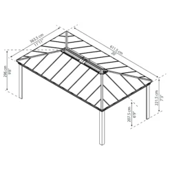 Palram - Canopia Dallas Grey Rectangular Gazebo, (W)6.12m (D)3.64m - Assembly Required -Garden & Outdoors palram canopia dallas grey rectangular gazebo w 6 12m d 3 64m assembly required7290108601954 01t bq