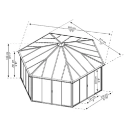 Palram - Canopia Garda Grey Hexagonal Gazebo, (W)5.17m (D)5.95m - Assembly Required -Garden & Outdoors palram canopia garda grey hexagonal gazebo w 5 17m d 5 95m assembly required7290108137040 01t bq