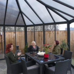 Palram - Canopia Garda Grey Hexagonal Gazebo, (W)5.17m (D)5.95m - Assembly Required -Garden & Outdoors palram canopia garda grey hexagonal gazebo w 5 17m d 5 95m assembly required7290108137040 03i bq