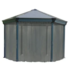 Palram - Canopia Roma Monaco Grey Polyester (PES) Gazebo Netting, Pack Of 6 (L)2170mm (W)2320mm -Garden & Outdoors palram canopia roma monaco grey polyester pes gazebo netting pack of 6 l 2170mm w 2320mm7290108133547 01c