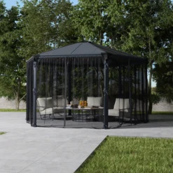 Palram - Canopia Roma Monaco Grey Polyester (PES) Gazebo Netting, Pack Of 6 (L)2170mm (W)2320mm -Garden & Outdoors palram canopia roma monaco grey polyester pes gazebo netting pack of 6 l 2170mm w 2320mm7290108133547 01i