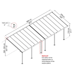 Palram - Canopia Sierra Grey Non-retractable Awning, (L)8.6m (H)3.05m (W)2.95m -Garden & Outdoors palram canopia sierra grey non retractable awning l 8 6m h 3 05m w 2 95m7290108130621 01t bq