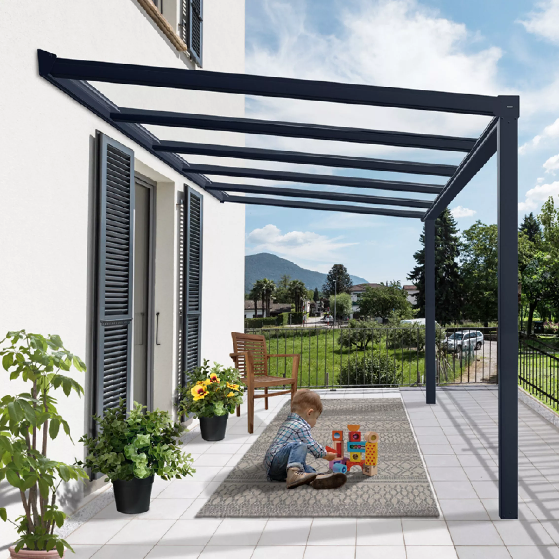 Palram - Canopia Stockholm Grey Non-retractable Awning, (L)3.7m (H)3.24m (W)3.41m 3 Palram - Canopia Stockholm Grey Non-retractable Awning, (L)3.7m (H)3.24m (W)3.41m