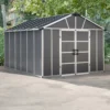 Palram - Canopia Yukon 11x13.1 Apex Dark Grey Plastic Shed -Garden & Outdoors palram canopia yukon 11x13 1 apex dark grey plastic shed7290108137293 01i BQ