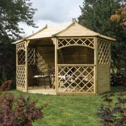 Rowlinson Sandringham Natural Octagonal Gazebo, (W)3.94m (D)3m - Assembly Service Included