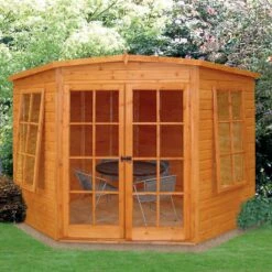 Shire 7x7 Glass Pent Shiplap Wooden Summer House - Base Not Included -Garden & Outdoors shire 7x7 glass pent shiplap wooden summer house base not included03455784 01i