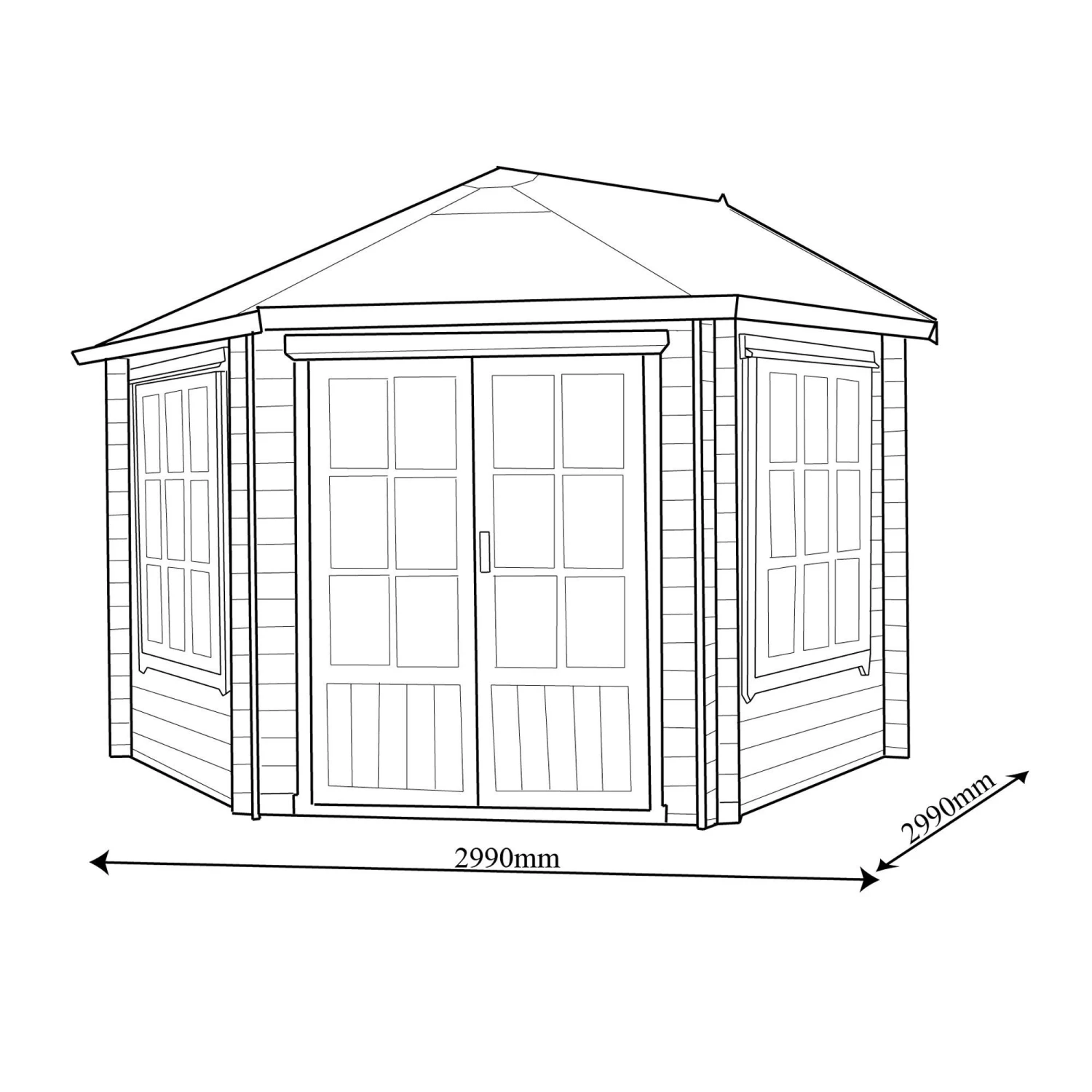 Shire Belvoir 10x10 Ft Toughened Glass Apex Tongue & Groove Wooden Cabin With Felt Tile Roof 8 Shire Belvoir 10x10 Ft Toughened Glass Apex Tongue & Groove Wooden Cabin With Felt Tile Roof - Image 6