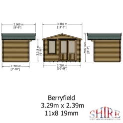 Shire Berryfield 11x8 Eco Glass Apex Tongue & Groove Wooden Cabin - Base Not Included -Garden & Outdoors shire berryfield 11x8 eco glass apex tongue groove wooden cabin base not included5019804112289 01t bq