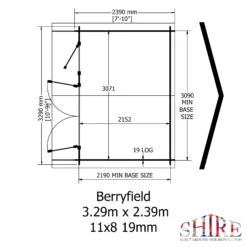 Shire Berryfield 11x8 Eco Glass Apex Tongue & Groove Wooden Cabin - Base Not Included -Garden & Outdoors shire berryfield 11x8 eco glass apex tongue groove wooden cabin base not included5019804112289 02t bq
