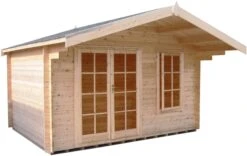 Shire Cannock 10x8 Toughened Glass Apex Tongue & Groove Wooden Cabin - Base Not Included