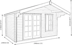 Shire Cannock 10x8 Toughened Glass Apex Tongue & Groove Wooden Cabin - Base Not Included -Garden & Outdoors shire cannock 10x8 toughened glass apex tongue groove wooden cabin base not included5019804311088 03t