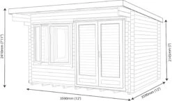 Shire Danbury 12x12 Toughened Glass Pent Tongue & Groove Wooden Cabin - Base Not Included -Garden & Outdoors shire danbury 12x12 toughened glass pent tongue groove wooden cabin base not included5019804414734 01t