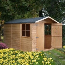 Shire Guernsey 7x10 Ft Apex Shiplap Wooden 2 Door 2 Windows Shed With Floor - Assembly Service Included