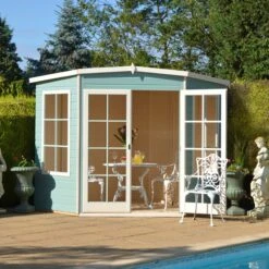 Shire Hampton 10x10 Toughened Glass Pent Shiplap Wooden Summer House - Base Not Included -Garden & Outdoors shire hampton 10x10 toughened glass pent shiplap wooden summer house base not included5019804111152 02i bq