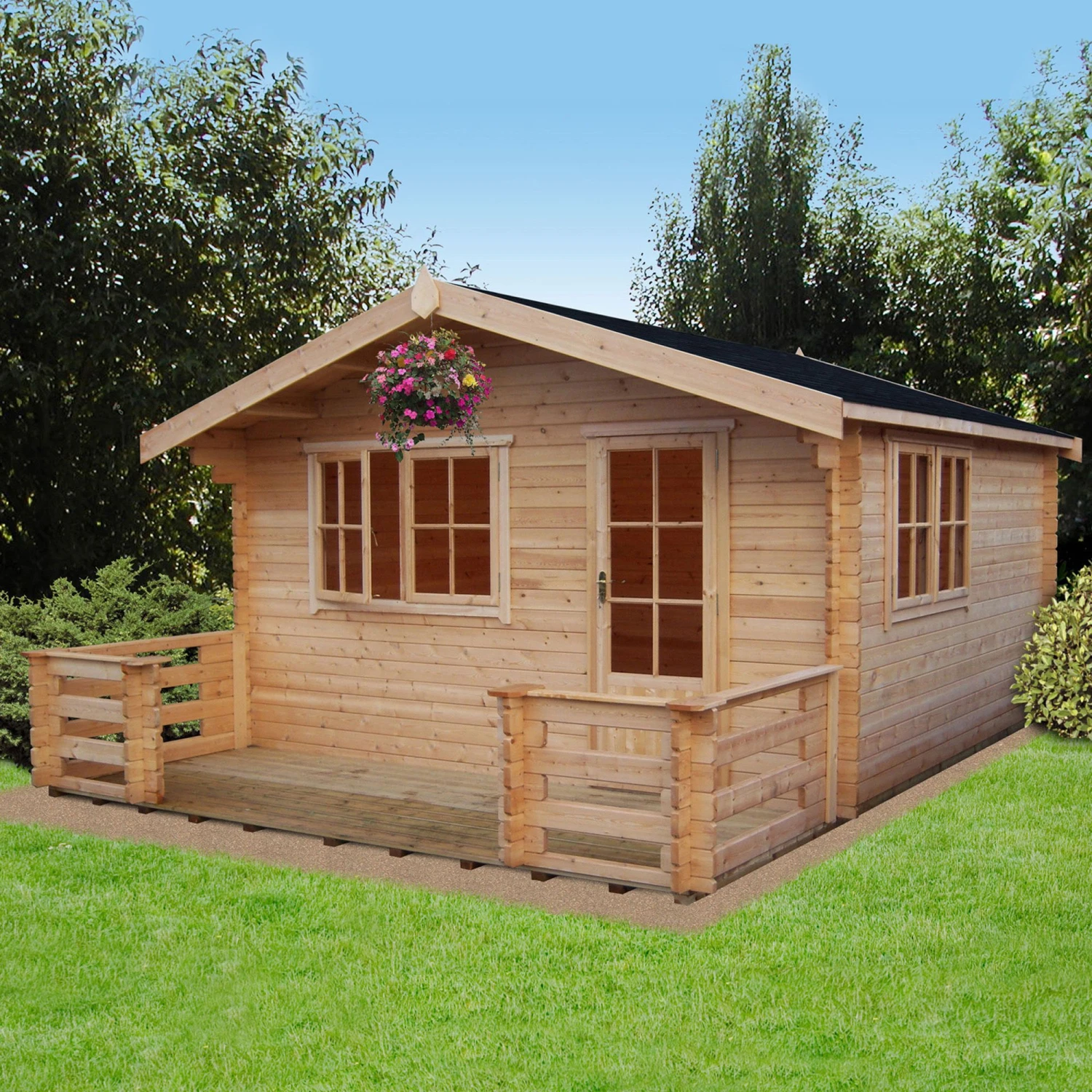 Shire Kinver 14x18 Toughened Glass Apex Tongue & Groove Wooden Cabin - Base Not Included 5 Shire Kinver 14x18 Toughened Glass Apex Tongue & Groove Wooden Cabin - Base Not Included - Image 3