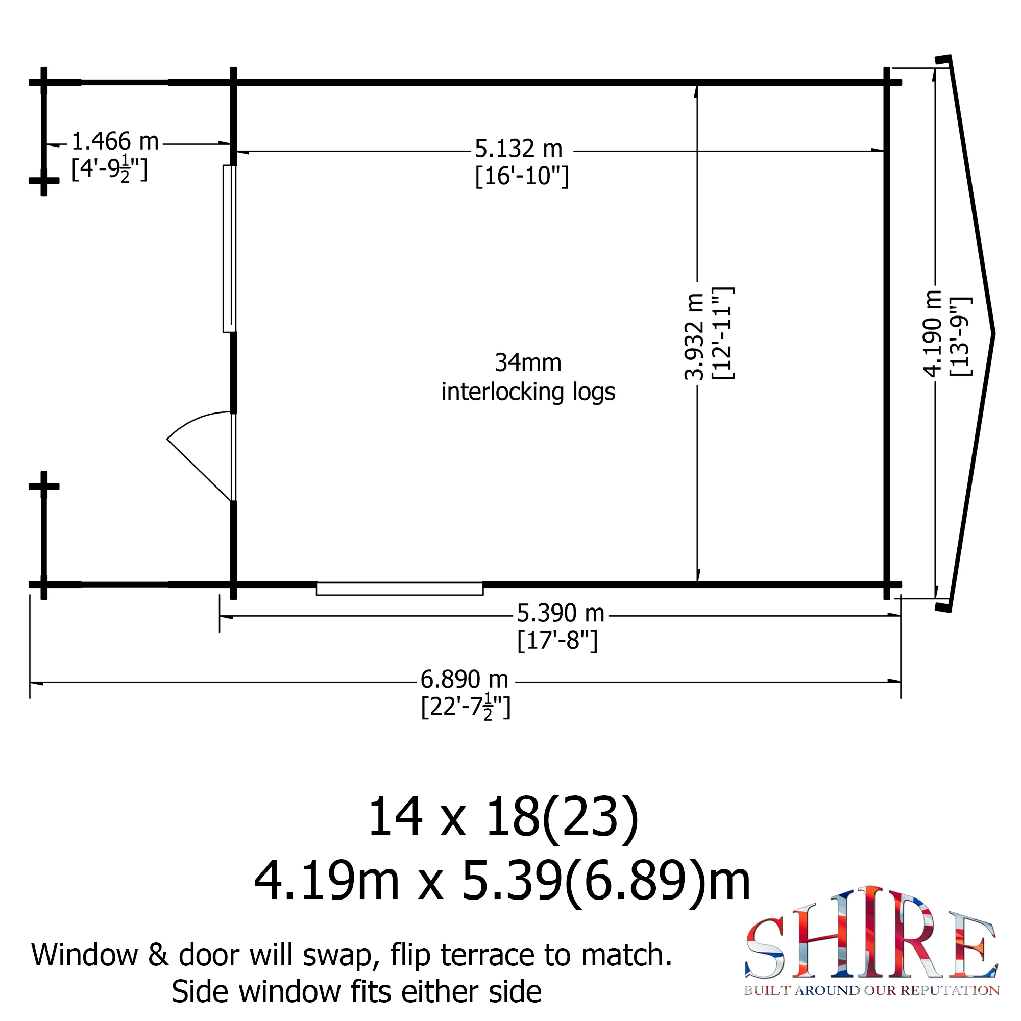 Shire Kinver 14x18 Toughened Glass Apex Tongue & Groove Wooden Cabin - Base Not Included 8 Shire Kinver 14x18 Toughened Glass Apex Tongue & Groove Wooden Cabin - Base Not Included - Image 6
