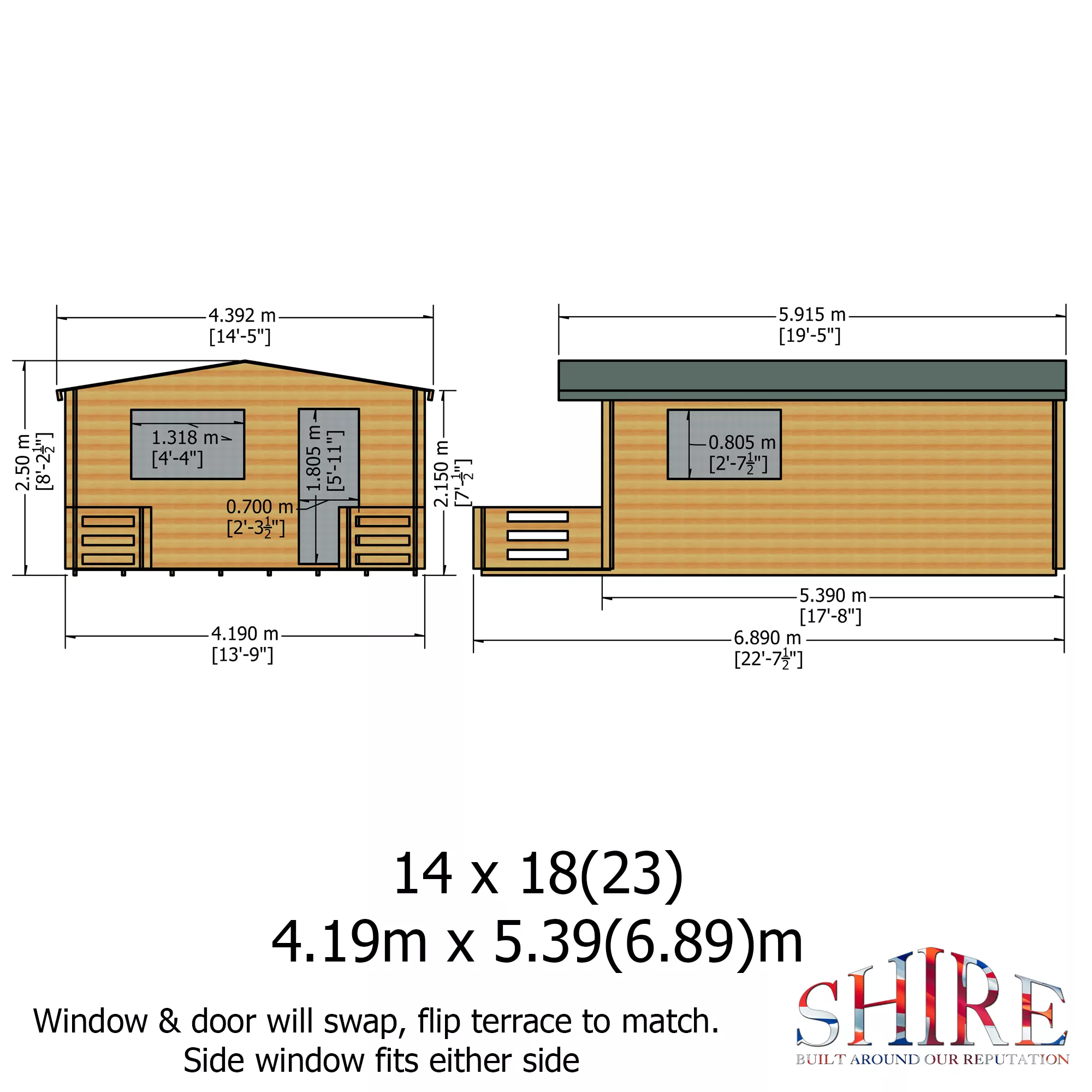 Shire Kinver 14x18 Toughened Glass Apex Tongue & Groove Wooden Cabin - Base Not Included 7 Shire Kinver 14x18 Toughened Glass Apex Tongue & Groove Wooden Cabin - Base Not Included - Image 5