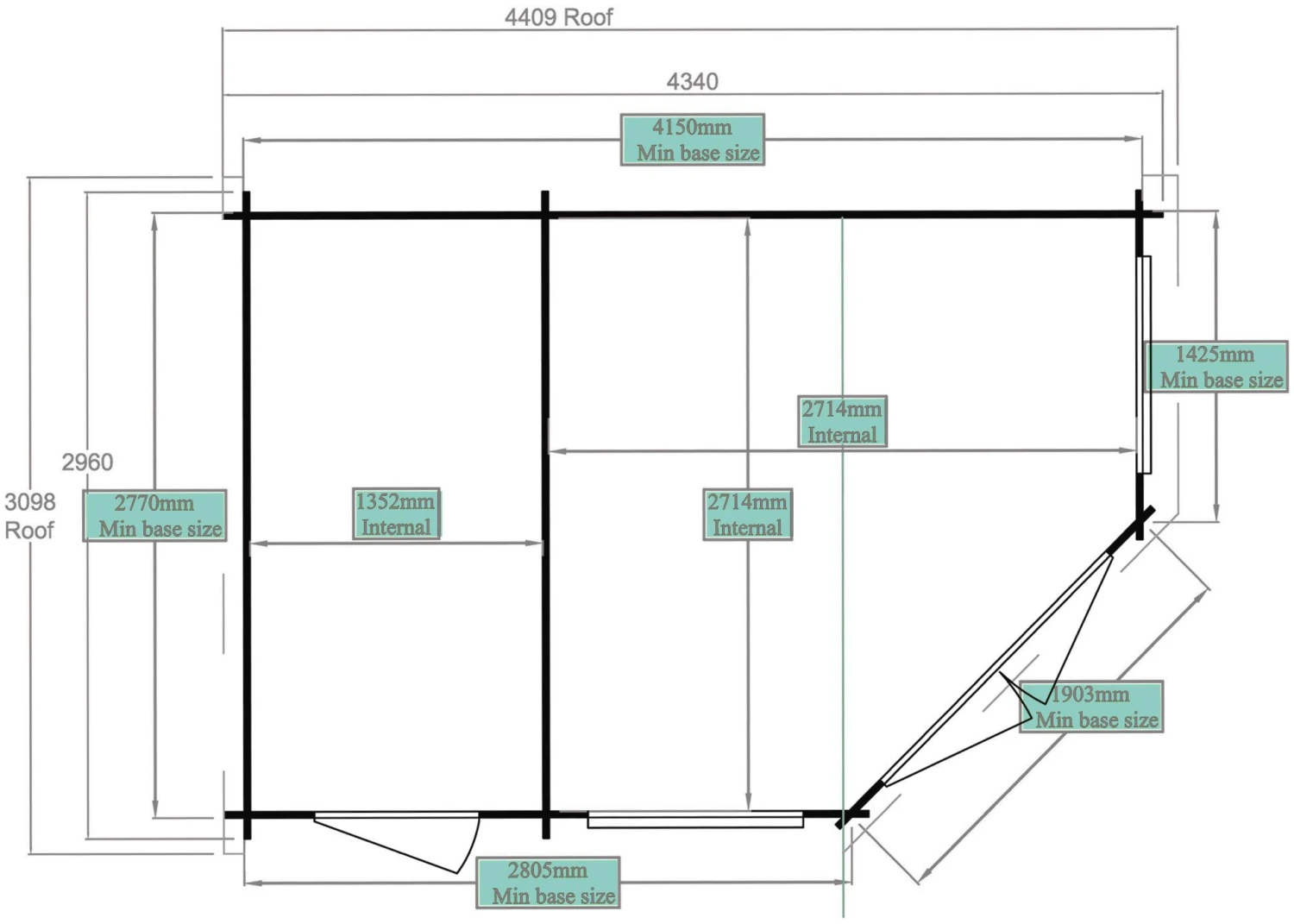Shire Leygrove 14x10 Glass Apex Tongue & Groove Wooden Cabin - Base Not Included 12 Shire Leygrove 14x10 Glass Apex Tongue & Groove Wooden Cabin - Base Not Included - Image 10