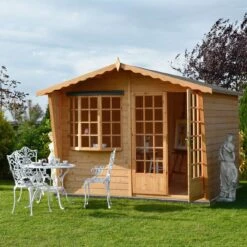 Shire Sandringham 10x8 Glass Apex Shiplap Wooden Summer House - Base Not Included -Garden & Outdoors shire sandringham 10x8 glass apex shiplap wooden summer house base not included5019804891443 01i bq