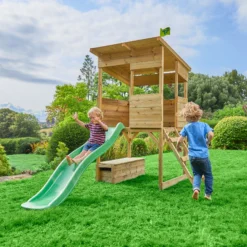 TP Toys 8x7 Tree Top Timber Tower Slide Playhouse Assembly Required -Garden & Outdoors tp toys 8x7 tree top timber tower slide playhouse assembly required5021854803543 04i bq