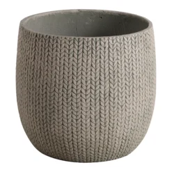 Verve Kulun Beige Knitted Effect Fibreclay Circular Plant Pot (Dia)46cm